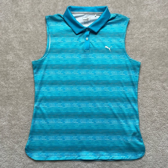 Puma Tops - Puma Golf Sleeveless Top Blue Aqua Stripe Womens Large Active